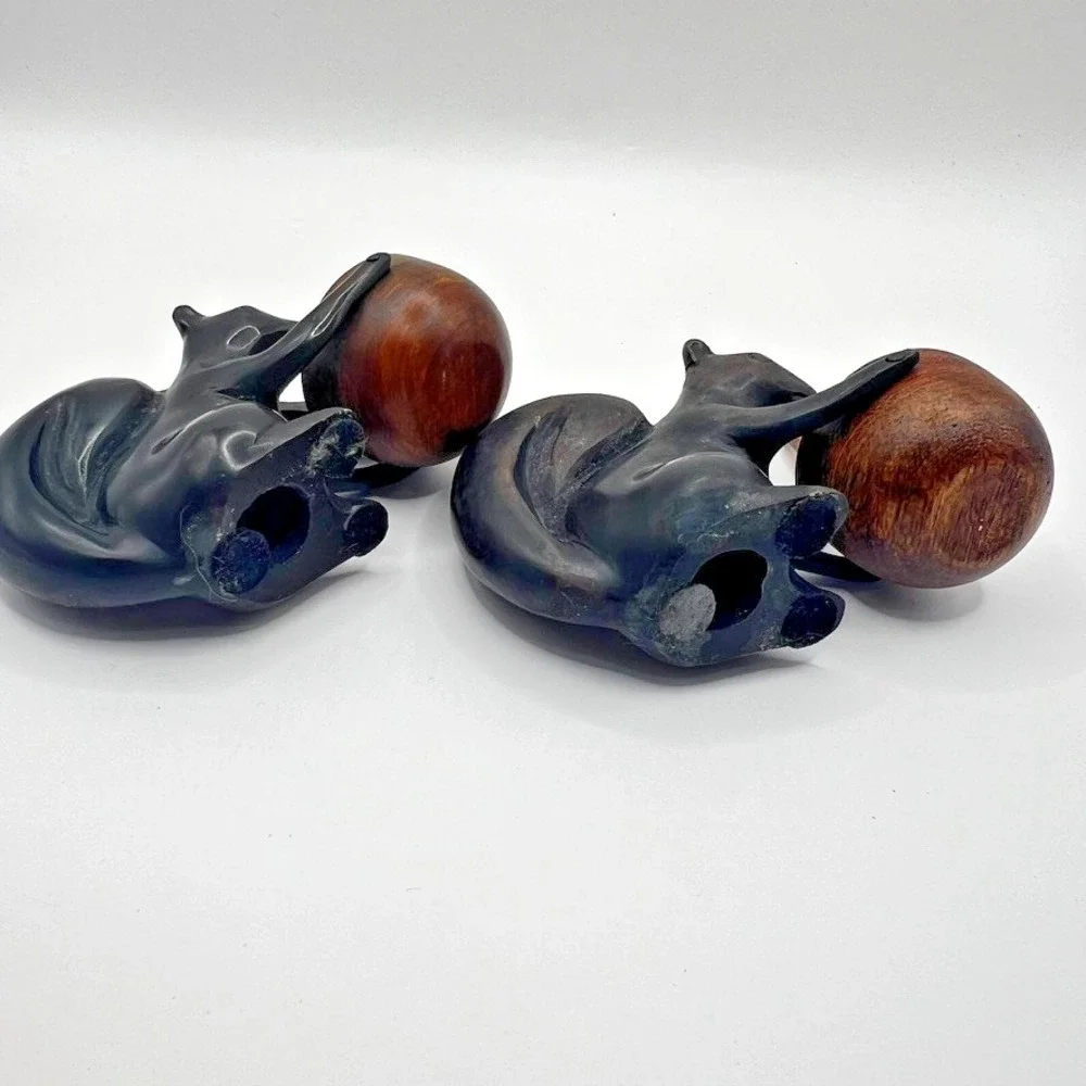2 Pottery Barn Salt Server Cellar Squirrel Mini Wood Serving Spoon Cast Iron